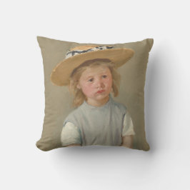 Mary Cassatt - Kind in einem Strohhut Kissen