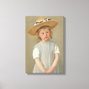 Mary Cassatt - Kind in einem Strohhut Leinwanddruck