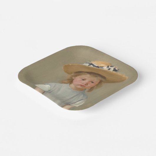 Mary Cassatt - Kind in einem Strohhut Pappteller (Gewinkelt)
