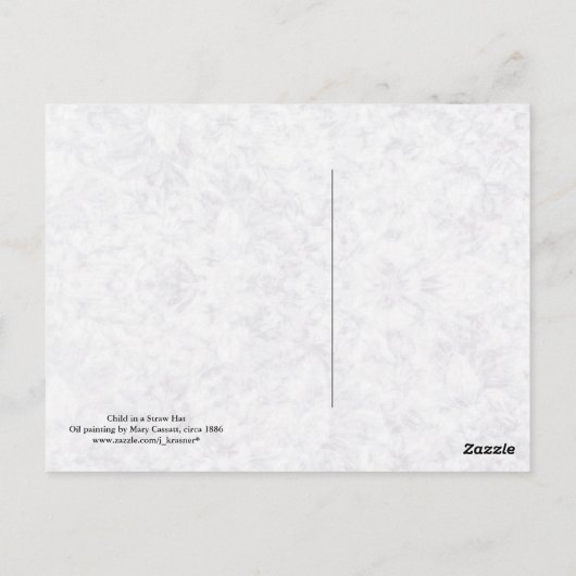 Mary Cassatt "Kind in einem Strohhut" Postkarte (Rückseite)
