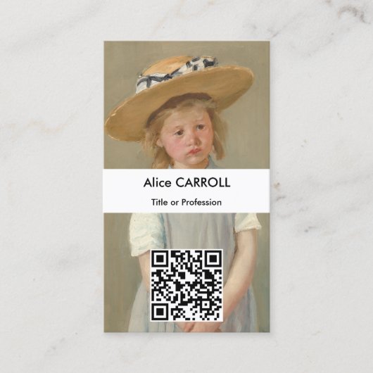 Mary Cassatt - Kind in einem Strohhut - QR-Code Visitenkarte (Vorderseite)