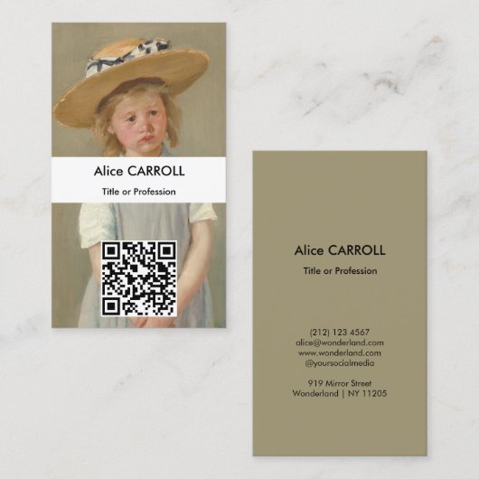 Mary Cassatt - Kind mit Strohhut - QR Code Visitenkarte (Vorne/Hinten)