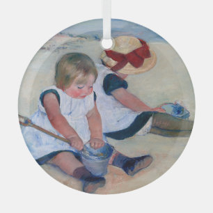 Mary Cassatt Kinder beim Spielen am Strand 1884 Ornament Aus Glas