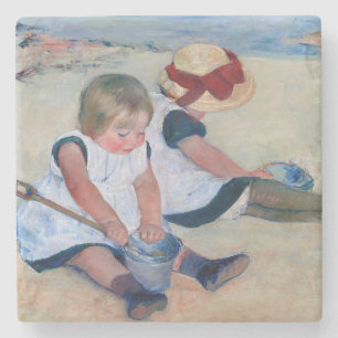 Mary Cassatt Kinder beim Spielen am Strand 1884 Steinuntersetzer