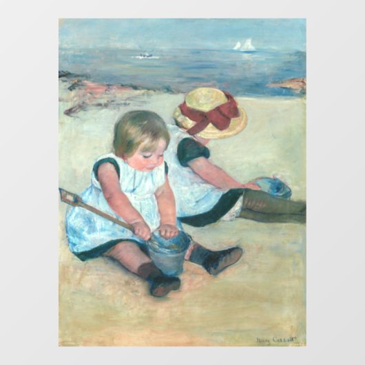 Mary Cassatt - Kinder, die am Strand spielen Fensteraufkleber (Blatt)