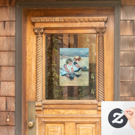 Mary Cassatt - Kinder, die am Strand spielen Fensteraufkleber (Haustür)