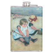 Mary Cassatt - Kinder, die am Strand spielen Flachmann (Rückseite)