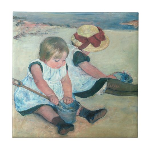 Mary Cassatt - Kinder, die am Strand spielen Fliese (Vorderseite)