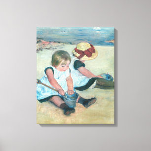 Mary Cassatt - Kinder, die am Strand spielen Leinwanddruck
