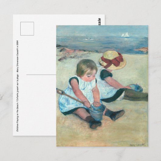 Mary Cassatt - Kinder, die am Strand spielen Postkarte (Vorne/Hinten)