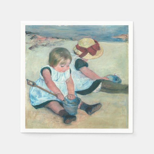 Mary Cassatt - Kinder, die am Strand spielen Serviette (Vorderseite)