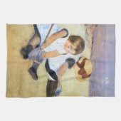 Mary Cassatt-Kinder, die auf dem Strand spielen Küchentuch (Horizontal)