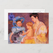 Mary Cassatt - Kinder, die mit einer Katze spielen Postkarte (Vorne/Hinten)