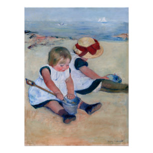 Mary Cassatt Kinder spielen am Strand 1884 Poster