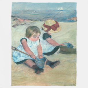 Mary Cassatt - Kinder spielen am Strand Fleecedecke