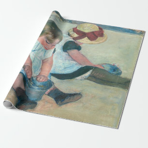 Mary Cassatt - Kinder spielen am Strand Geschenkpapier
