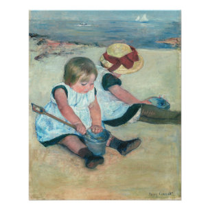 Mary Cassatt - Kinder spielen am Strand Poster