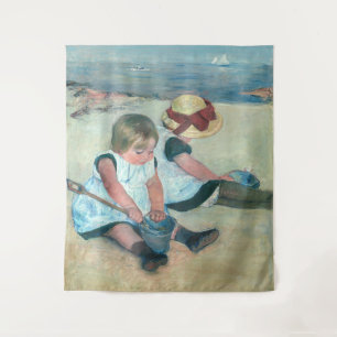 Mary Cassatt - Kinder spielen am Strand Wandteppich