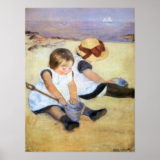 Mary Cassatt Kinder spielen auf dem Strandposter Poster (Vorne)