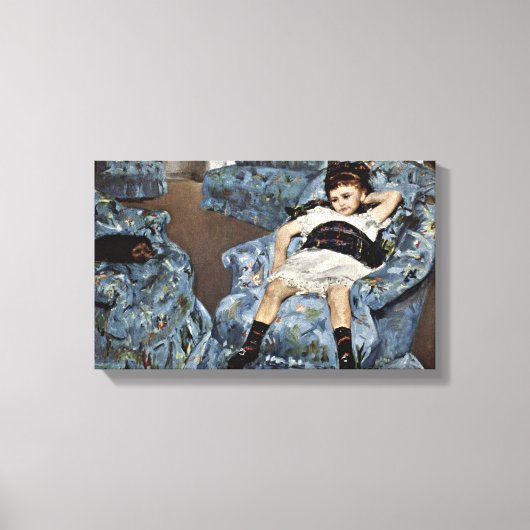 Mary Cassatt - Kleines Mädchen in blauem Sessel Leinwanddruck (Vorderseite)