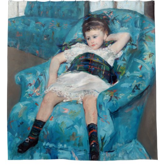 Mary Cassatt - Kleines Mädchen in einem blauen Ses Duschvorhang (Vorderseite)