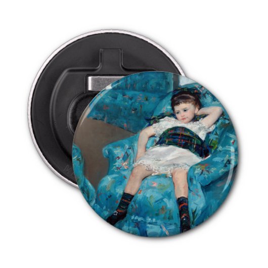 Mary Cassatt - Kleines Mädchen in einem blauen Ses Flaschenöffner (Vorderseite)