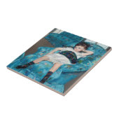 Mary Cassatt - Kleines Mädchen in einem blauen Ses Fliese (Seite)