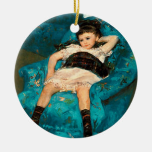 Mary Cassatt Kleines Mädchen in einem blauen Ses Keramikornament