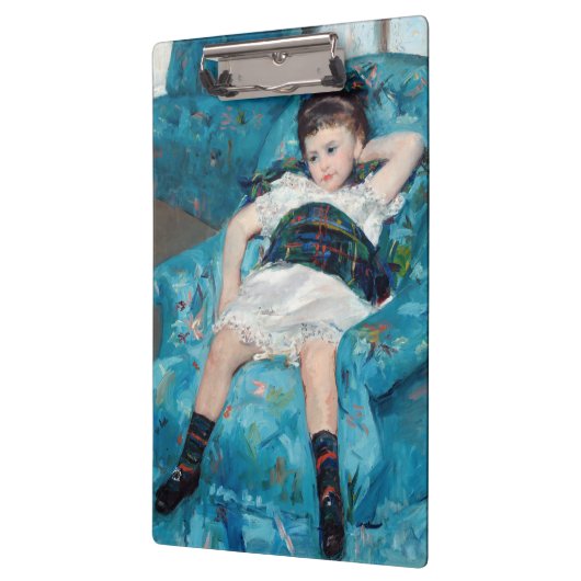 Mary Cassatt - Kleines Mädchen in einem blauen Ses Klemmbrett (Links)
