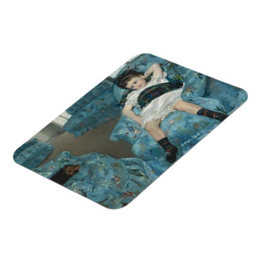 Mary Cassatt - Kleines Mädchen in einem blauen Ses Magnet (Linke Seite)