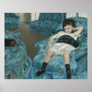 Mary Cassatt - Kleines Mädchen in einem blauen Ses Poster