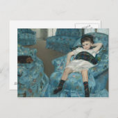 Mary Cassatt - Kleines Mädchen in einem blauen Ses Postkarte (Vorne/Hinten)