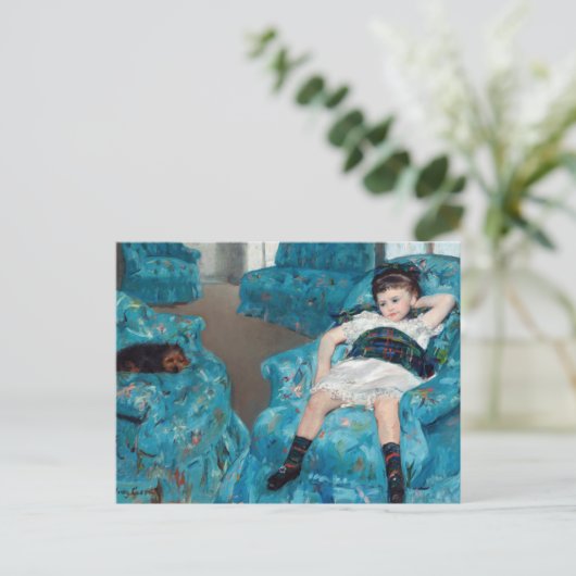 Mary Cassatt - Kleines Mädchen in einem blauen Ses Postkarte (Stehend Vorderseite)