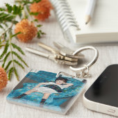 Mary Cassatt - Kleines Mädchen in einem blauen Ses Schlüsselanhänger (Vorderseite rechts)