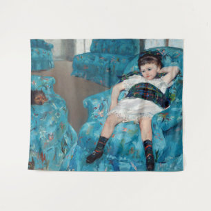 Mary Cassatt - Kleines Mädchen in einem blauen Ses Wandteppich