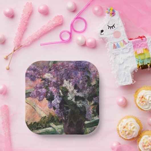 Mary Cassatt - Lilacs in einem Fenster Pappteller (Party)