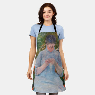 Mary Cassatt - Mädchen beim Nähen im Garten Schürze
