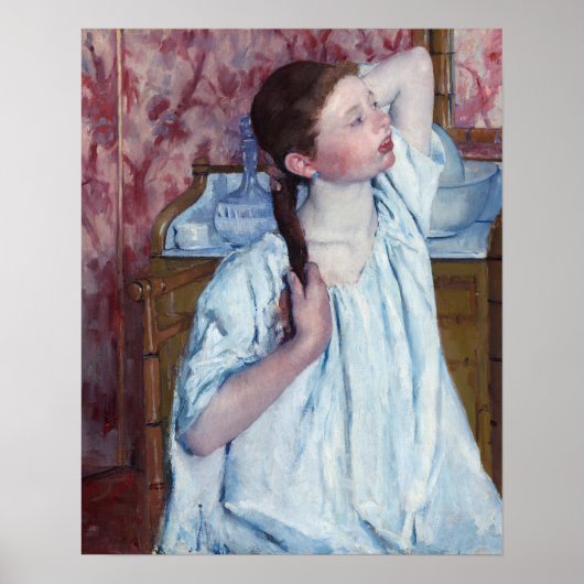 Mary Cassatt - Mädchen, die ihre Haare anordnen Poster (Vorne)