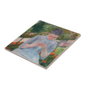 Mary Cassatt - Mädchen nähen im Garten Fliese (Seite)