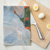 Mary Cassatt - Mädchen nähen im Garten Geschirrtuch (Viertel Falte)