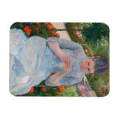 Mary Cassatt - Mädchen nähen im Garten Magnet (Horizontal)
