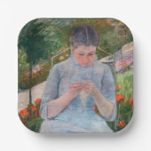 Mary Cassatt - Mädchen nähen im Garten Pappteller (Vorderseite)
