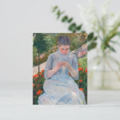 Mary Cassatt - Mädchen nähen im Garten Postkarte (Stehend Vorderseite)