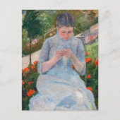 Mary Cassatt - Mädchen nähen im Garten Postkarte (Vorderseite)