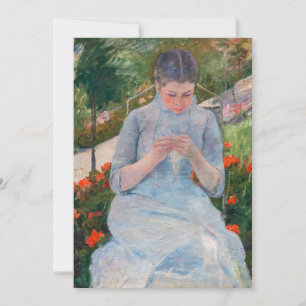 Mary Cassatt - Mädchen näht im Garten Dankeskarte