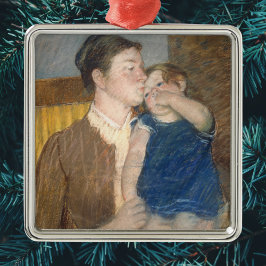 Mary Cassatt Mutter Goodnight Kiss - Vintage Kunst Ornament Aus Metall
