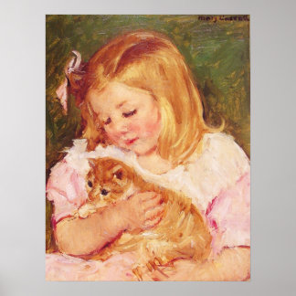 Mary Cassatt - Sara Holding a Cat Portrait Print Poster