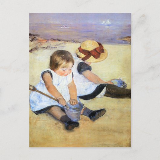 Mary Cassatt Spielen auf der Beach Postkarte (Vorderseite)
