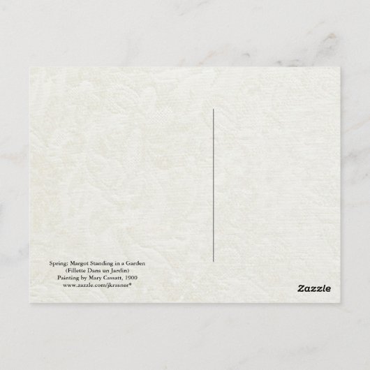 Mary Cassatt "Spring: Margot Standing in a Garden" Postkarte (Rückseite)