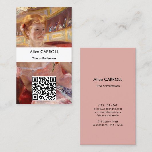 Mary Cassatt - Women Pearl Necklace Loge - QR Code Visitenkarte (Vorne/Hinten)